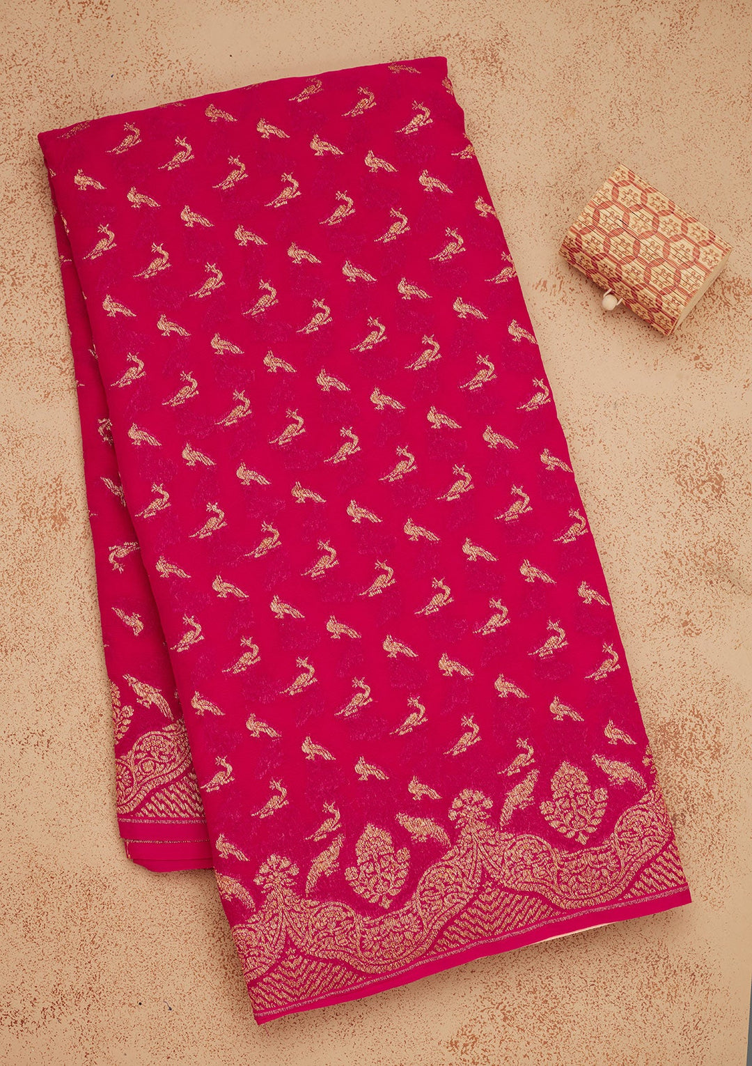 Rani Pink Zariwork Pure Silk Saree-Koskii
