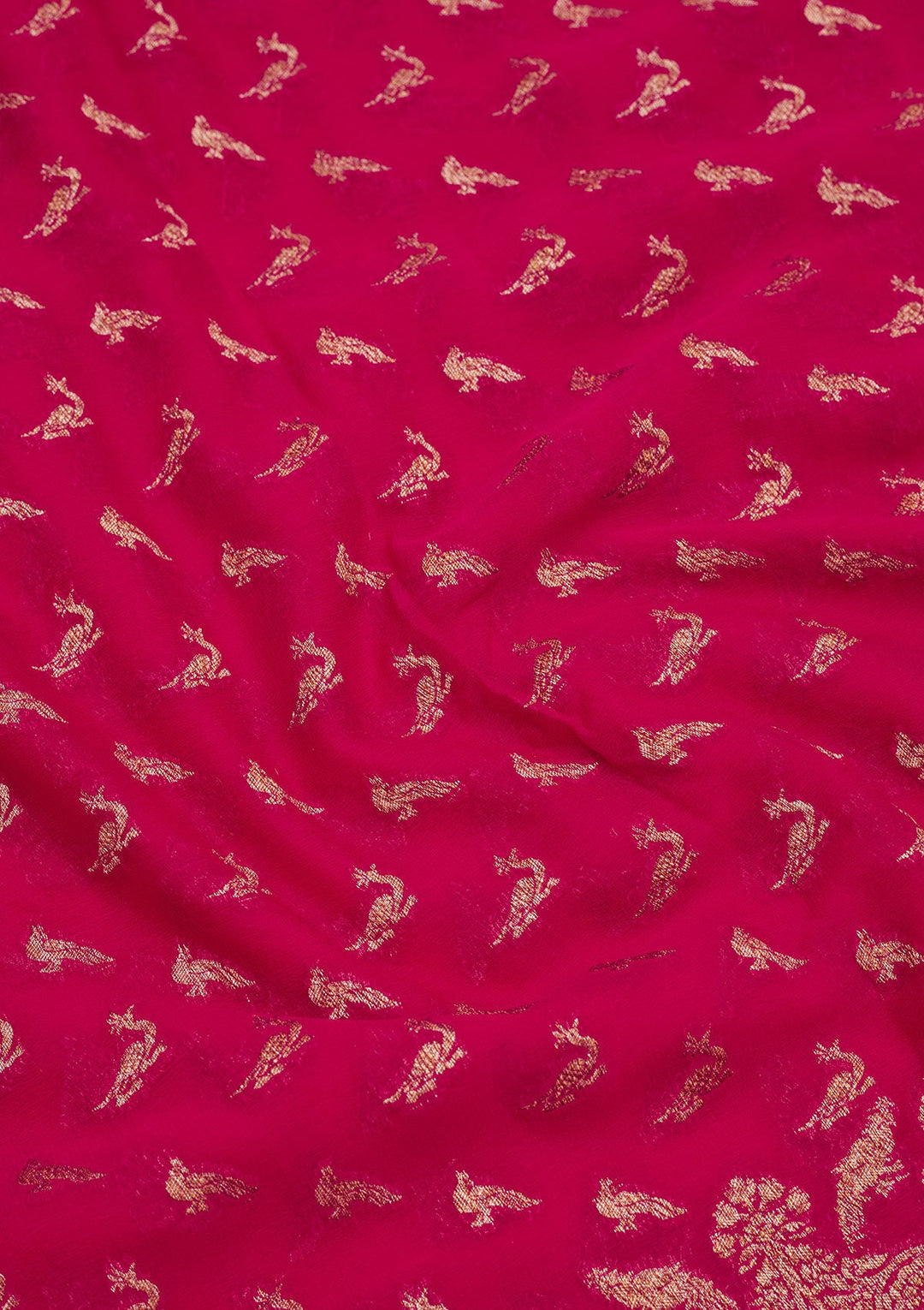 Rani Pink Zariwork Pure Silk Saree-Koskii