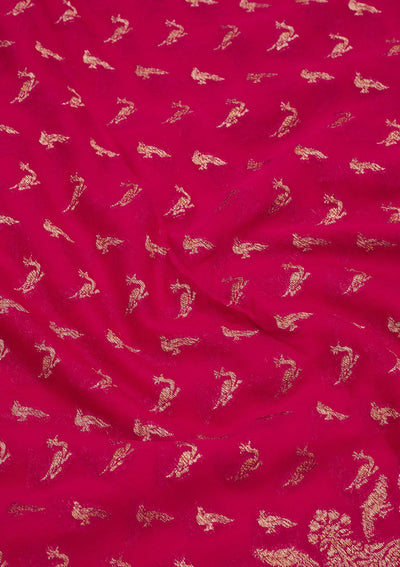 Rani Pink Zariwork Pure Silk Saree-Koskii