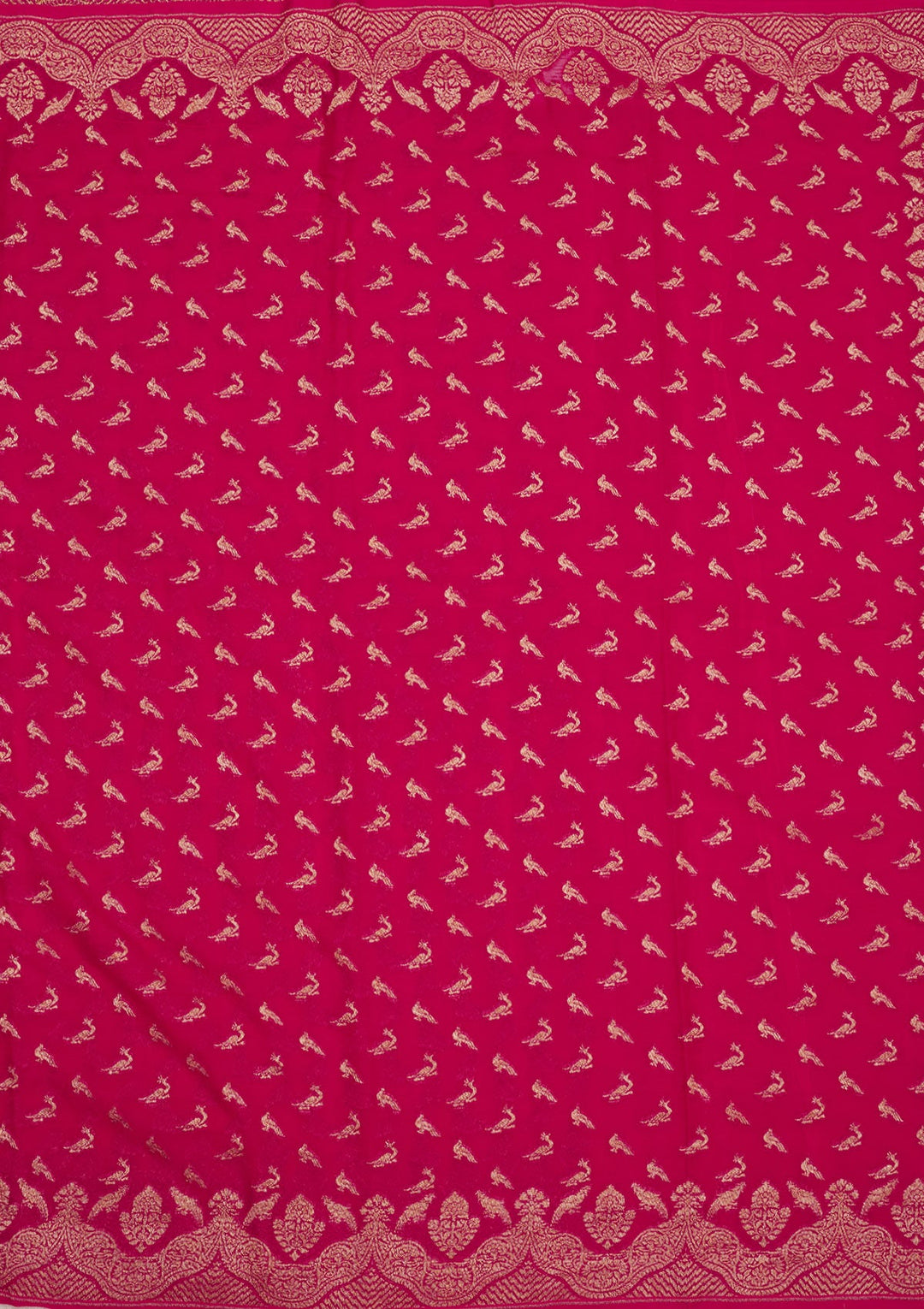 Rani Pink Zariwork Pure Silk Saree-Koskii