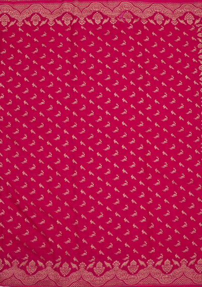 Rani Pink Zariwork Pure Silk Saree-Koskii