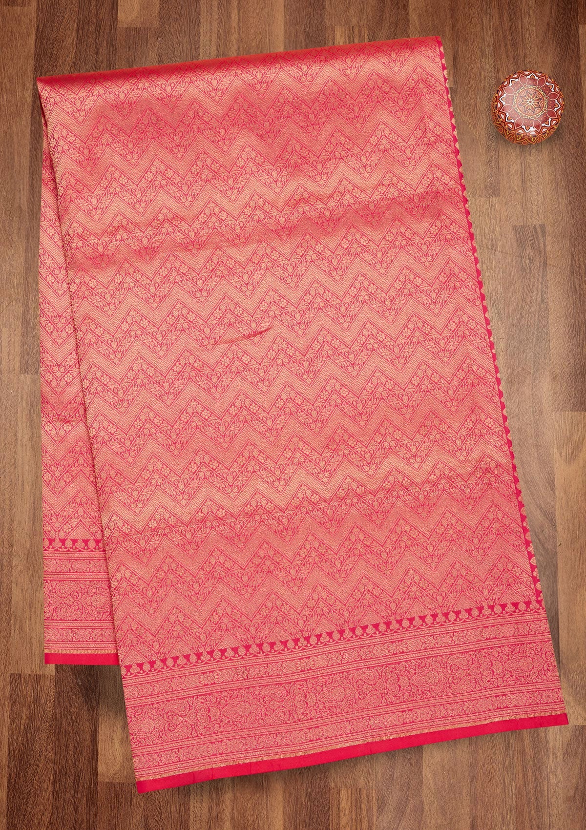 Rani Pink Zariwork Pure Silk Saree-Koskii