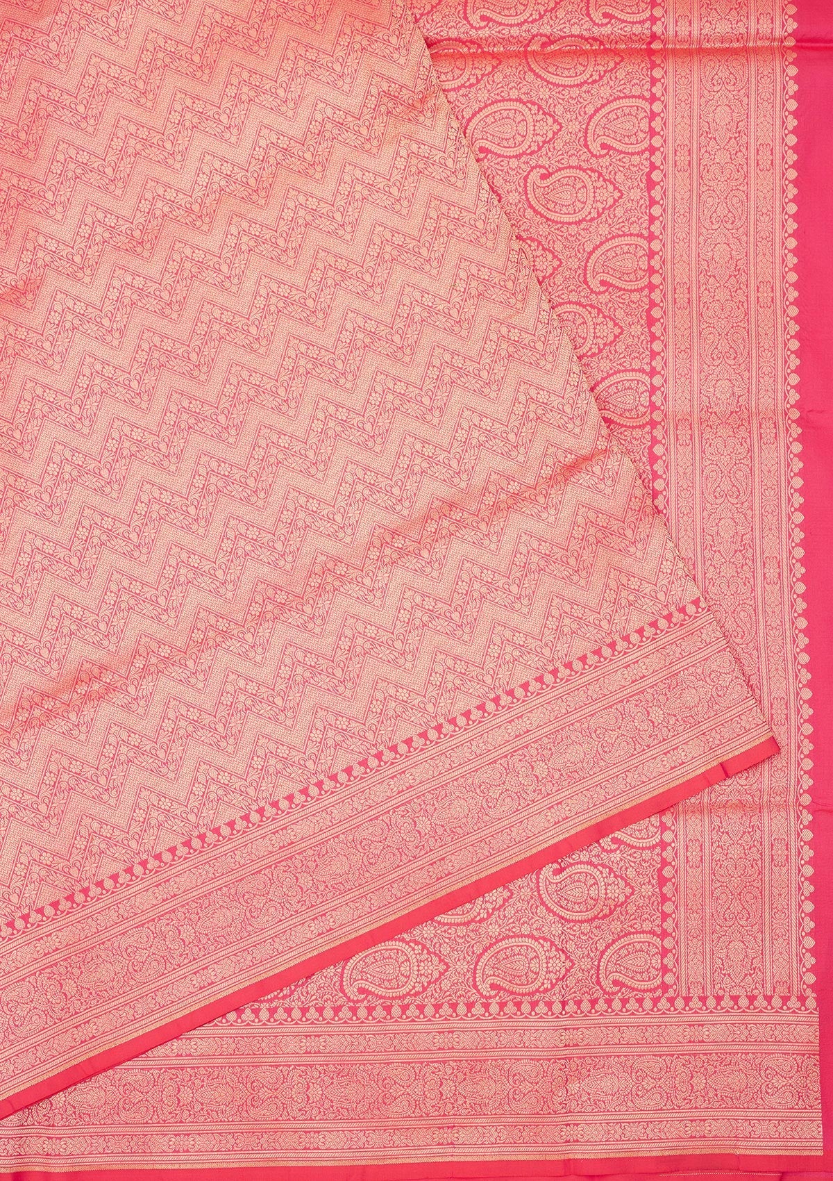 Rani Pink Zariwork Pure Silk Saree-Koskii