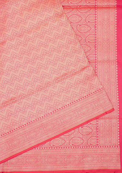 Rani Pink Zariwork Pure Silk Saree-Koskii