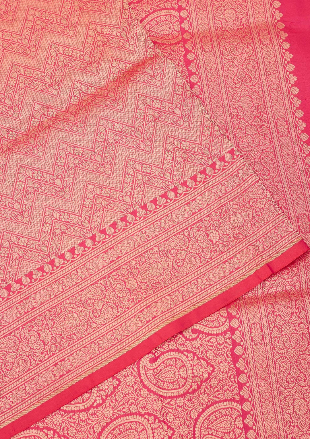 Rani Pink Zariwork Pure Silk Saree-Koskii