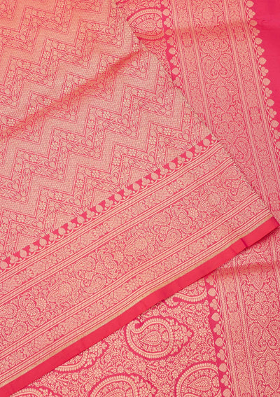 Rani Pink Zariwork Pure Silk Saree-Koskii