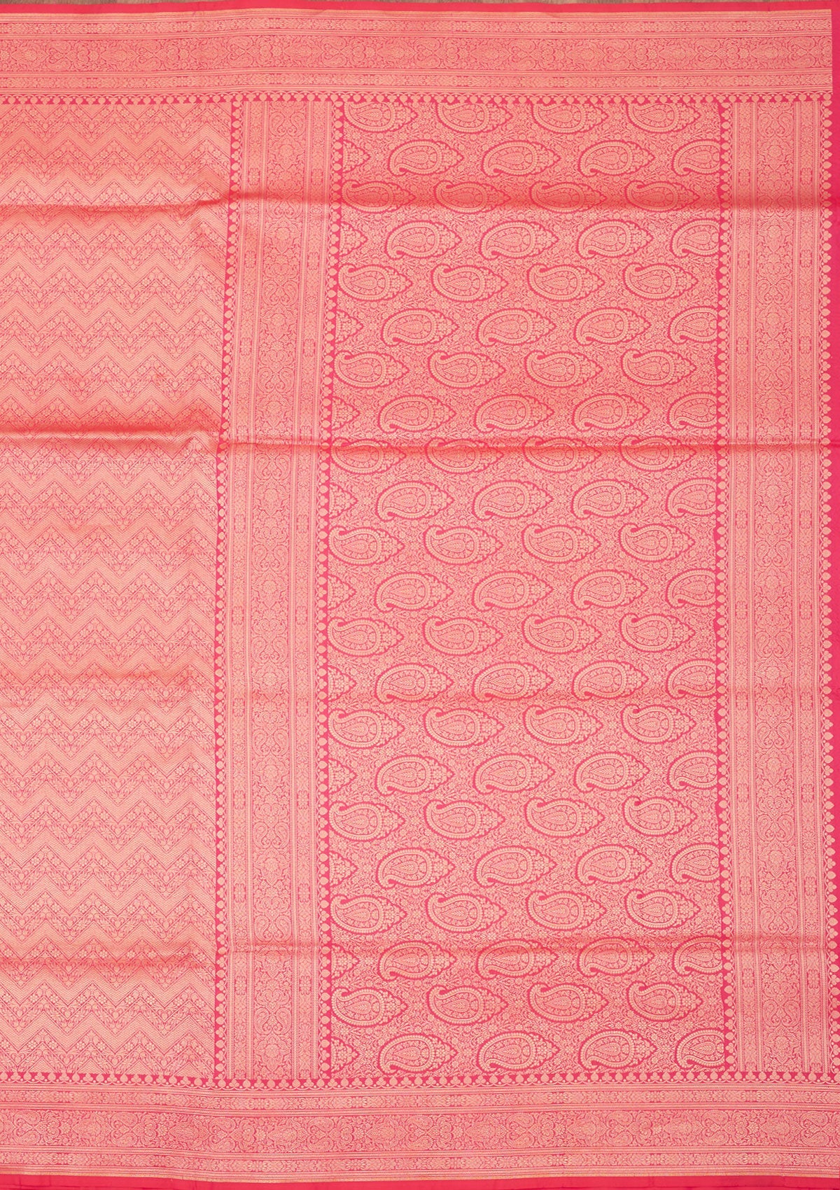 Rani Pink Zariwork Pure Silk Saree-Koskii