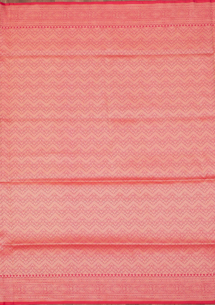Rani Pink Zariwork Pure Silk Saree-Koskii