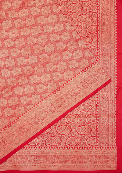 Rani Pink Zariwork Pure Silk Saree-Koskii