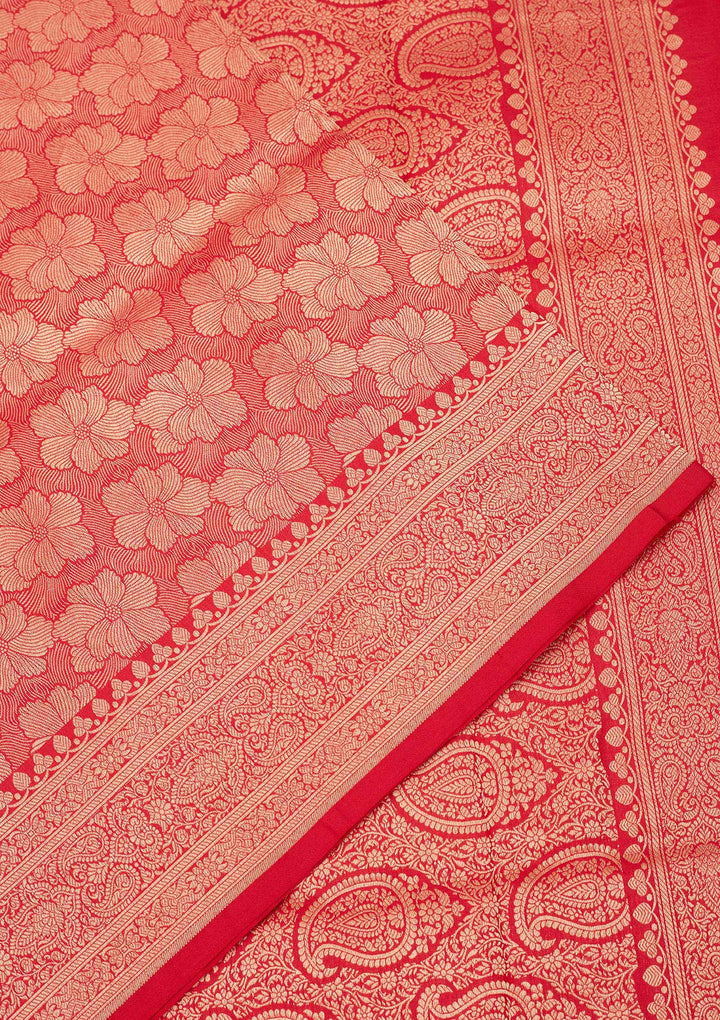 Rani Pink Zariwork Pure Silk Saree-Koskii