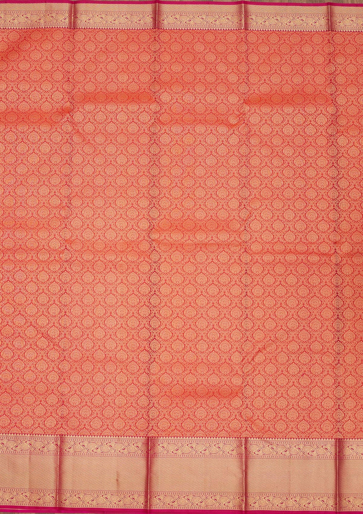 Rani Pink Zariwork Pure Silk Saree-Koskii