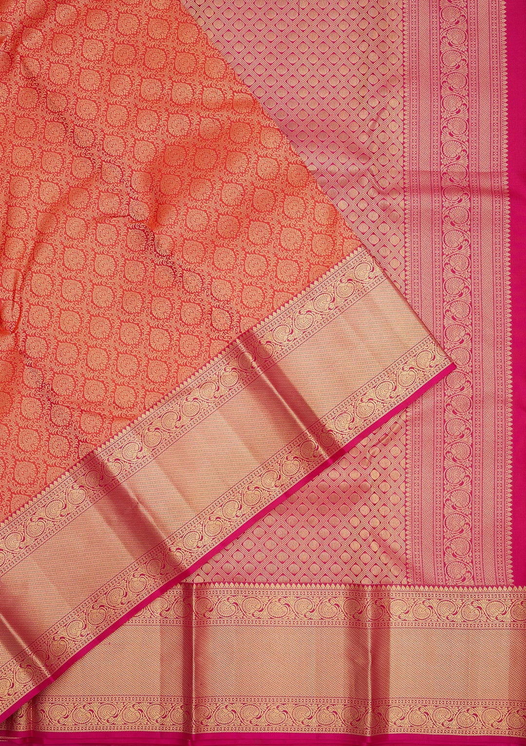 Rani Pink Zariwork Pure Silk Saree-Koskii