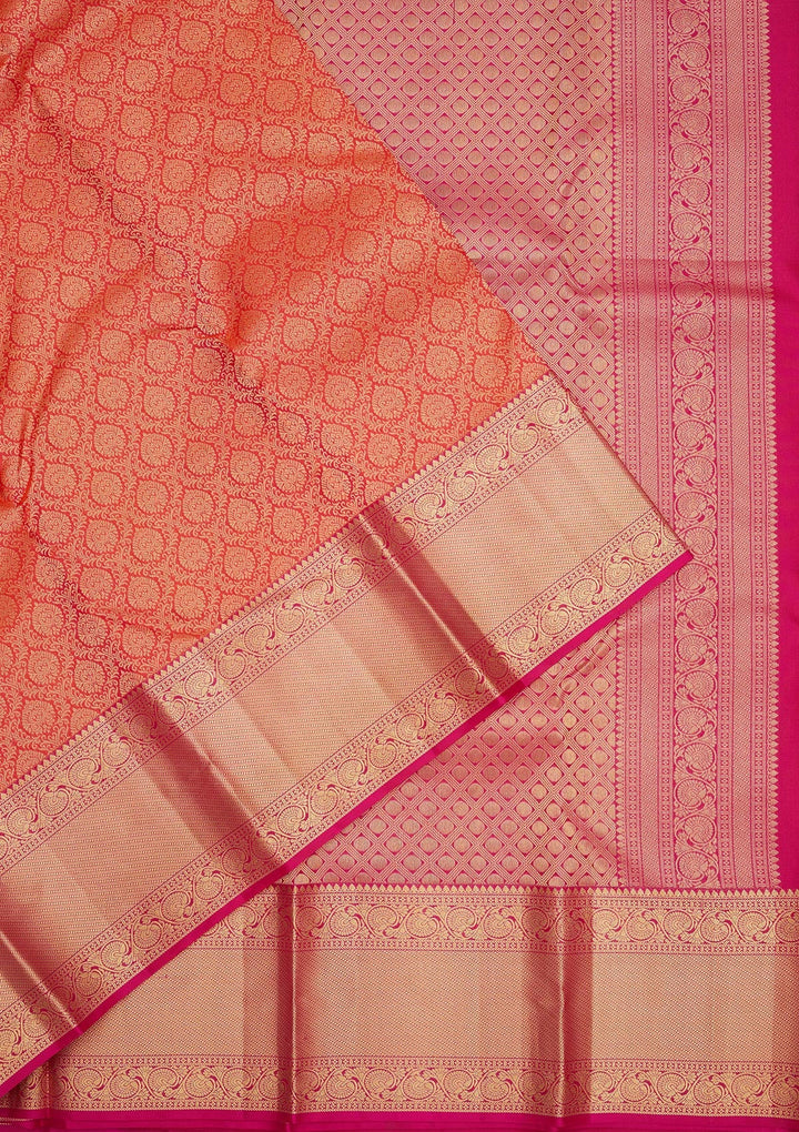 Rani Pink Zariwork Pure Silk Saree-Koskii