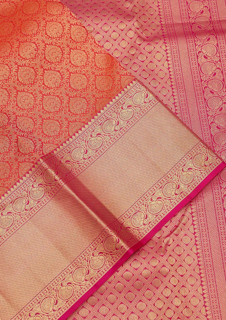 Rani Pink Zariwork Pure Silk Saree-Koskii
