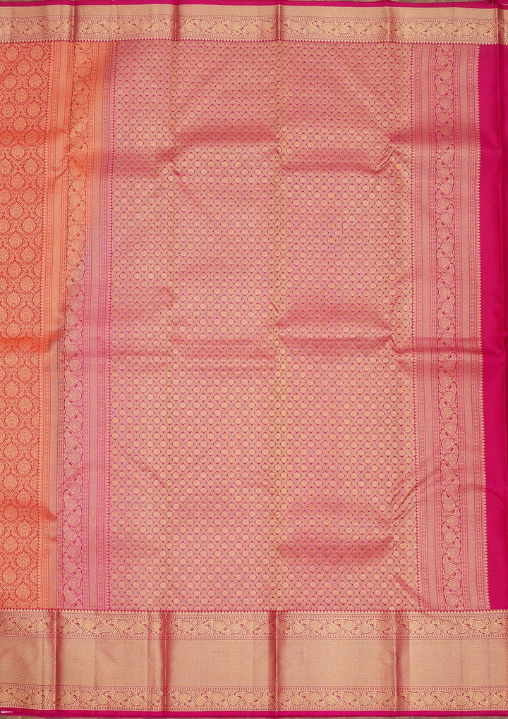 Rani Pink Zariwork Pure Silk Saree-Koskii