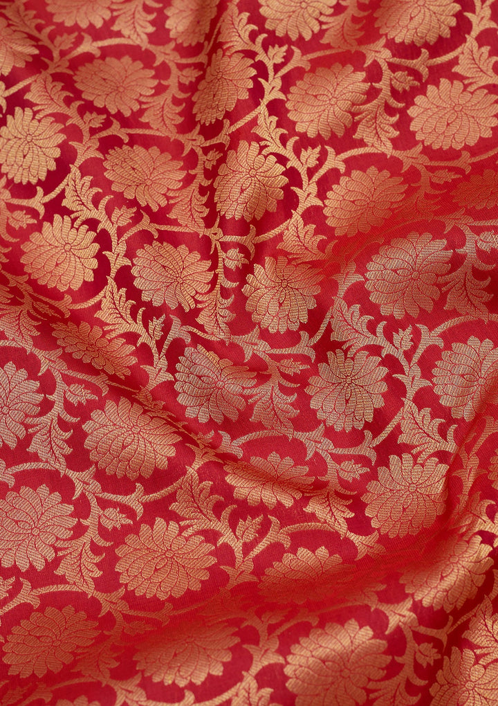 Rani Pink Zariwork Pure Silk Saree-Koskii