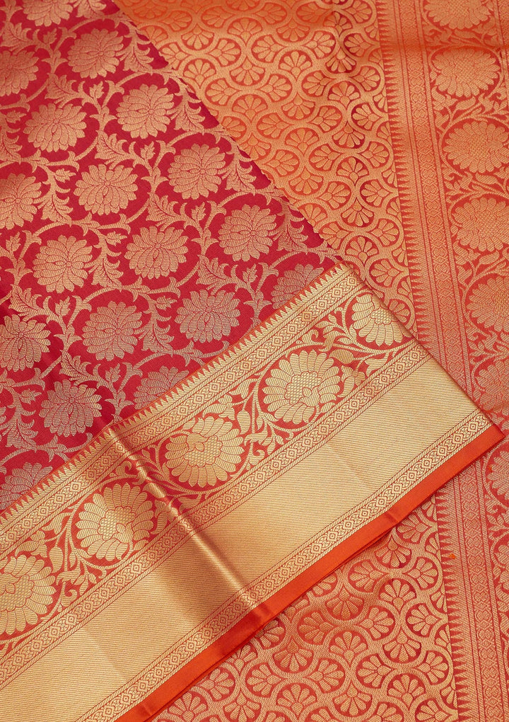 Rani Pink Zariwork Pure Silk Saree-Koskii