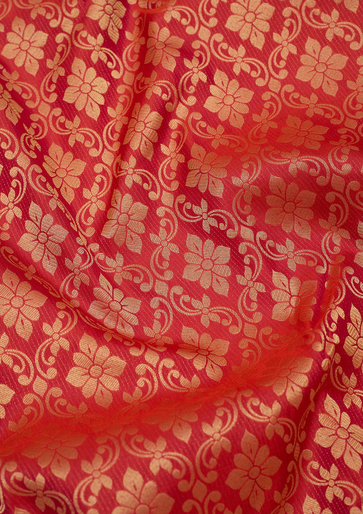 Rani Pink Zariwork Pure Silk Saree-Koskii