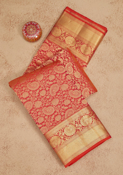 Rani Pink Zariwork Pure Silk Saree-Koskii