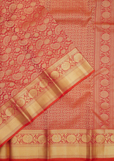 Rani Pink Zariwork Pure Silk Saree-Koskii