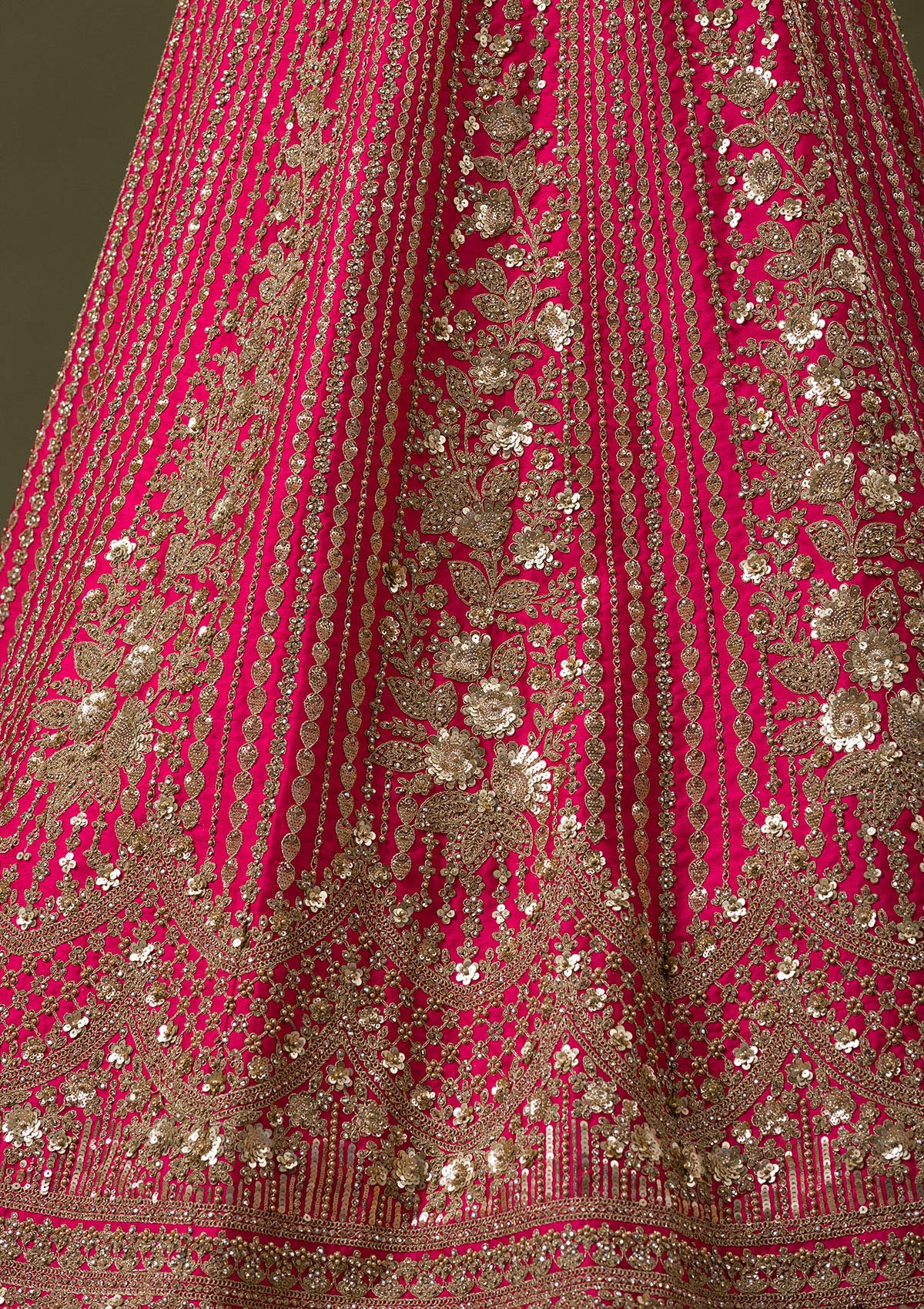 Rani Pink Zariwork Raw Silk Readymade Lehenga-Koskii