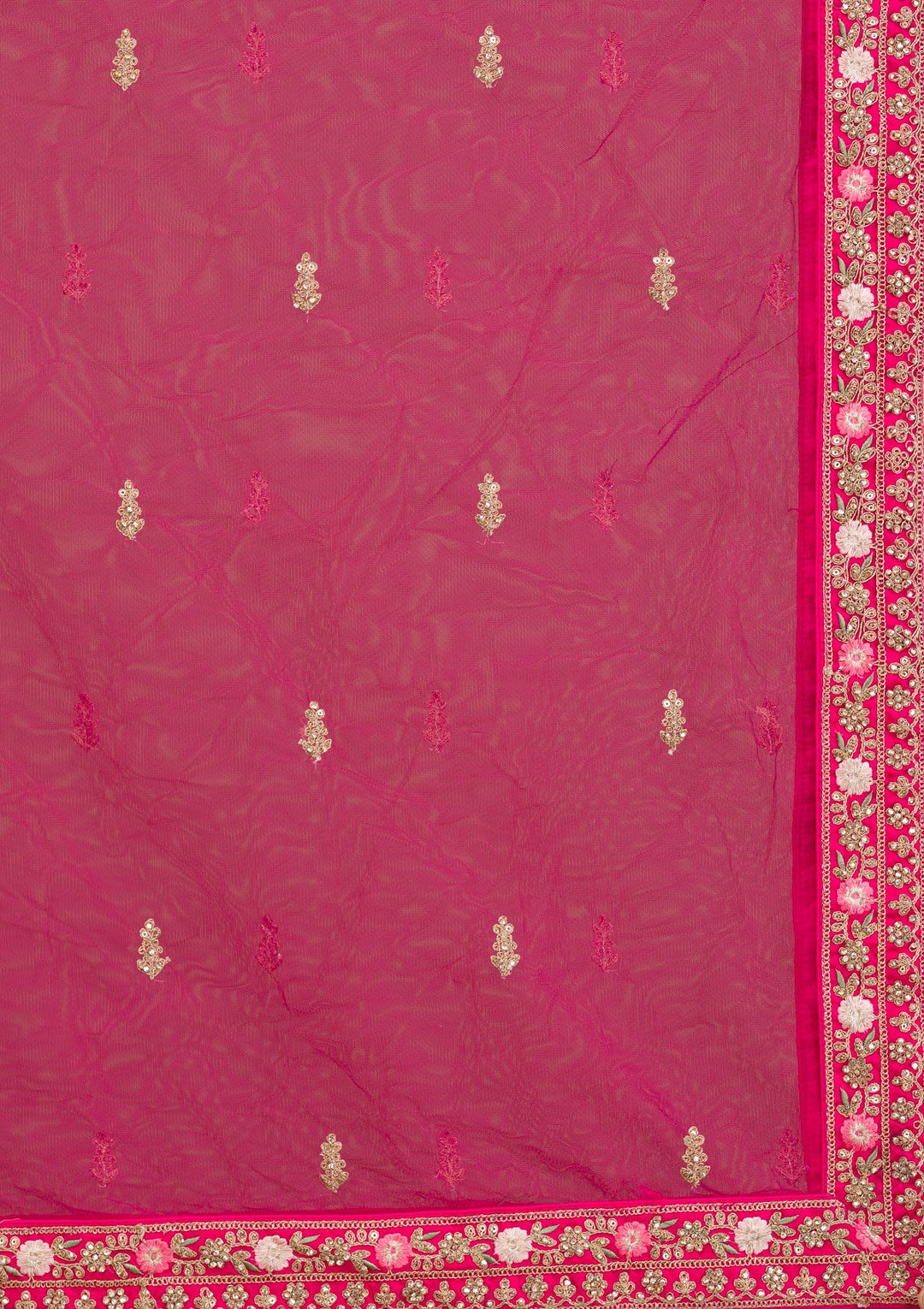 Rani Pink Zariwork Raw Silk Readymade Lehenga-Koskii