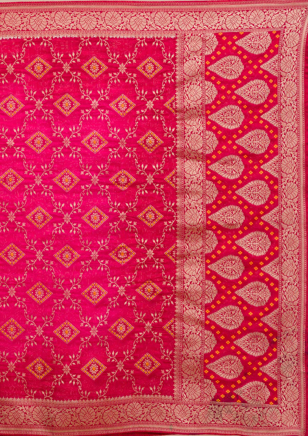 Rani Pink Zariwork Semi Crepe Readymade Sharara Kameez