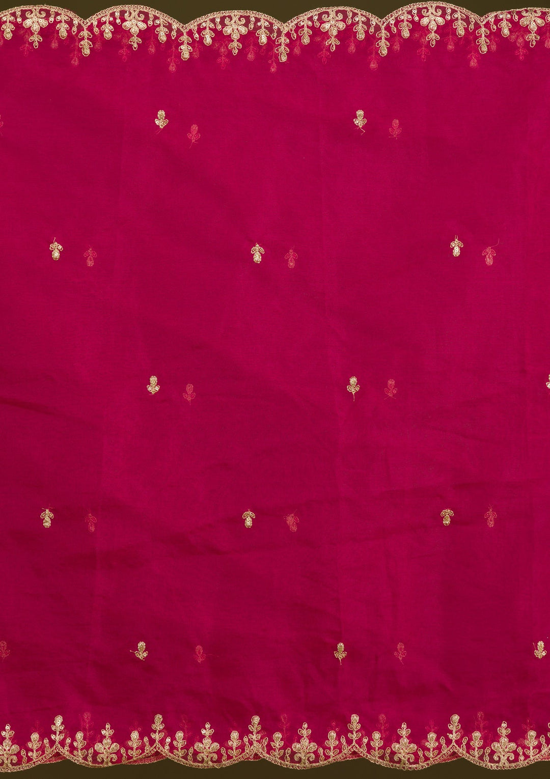 Rani Pink Zariwork Semi Crepe Readymade Salwar Suit