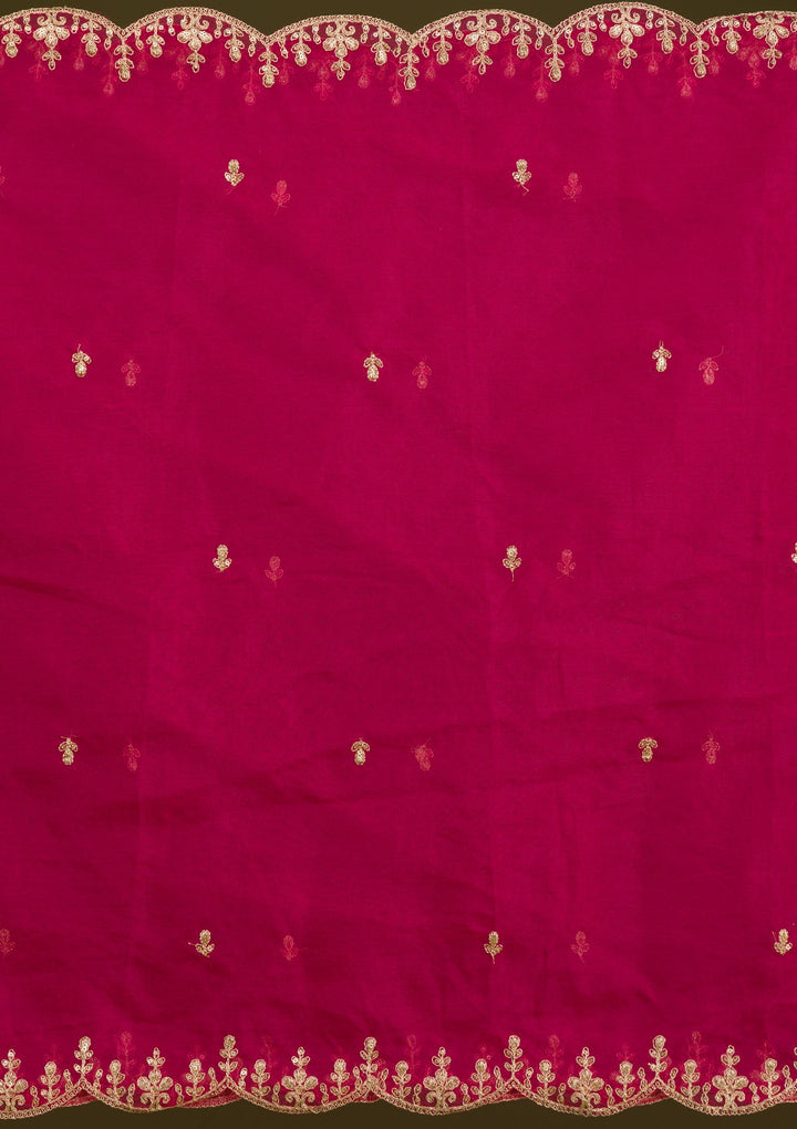 Rani Pink Zariwork Semi Crepe Readymade Salwar Suit