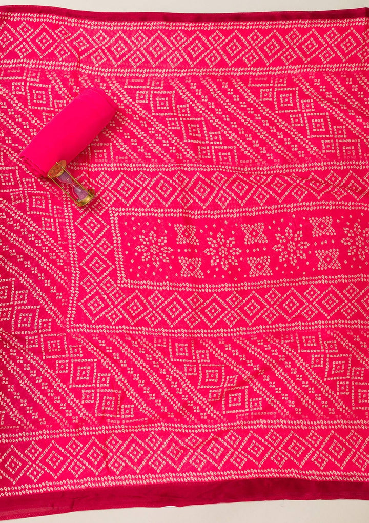 Rani Pink Zariwork Semi Crepe Unstitched Salwar Suit-Koskii