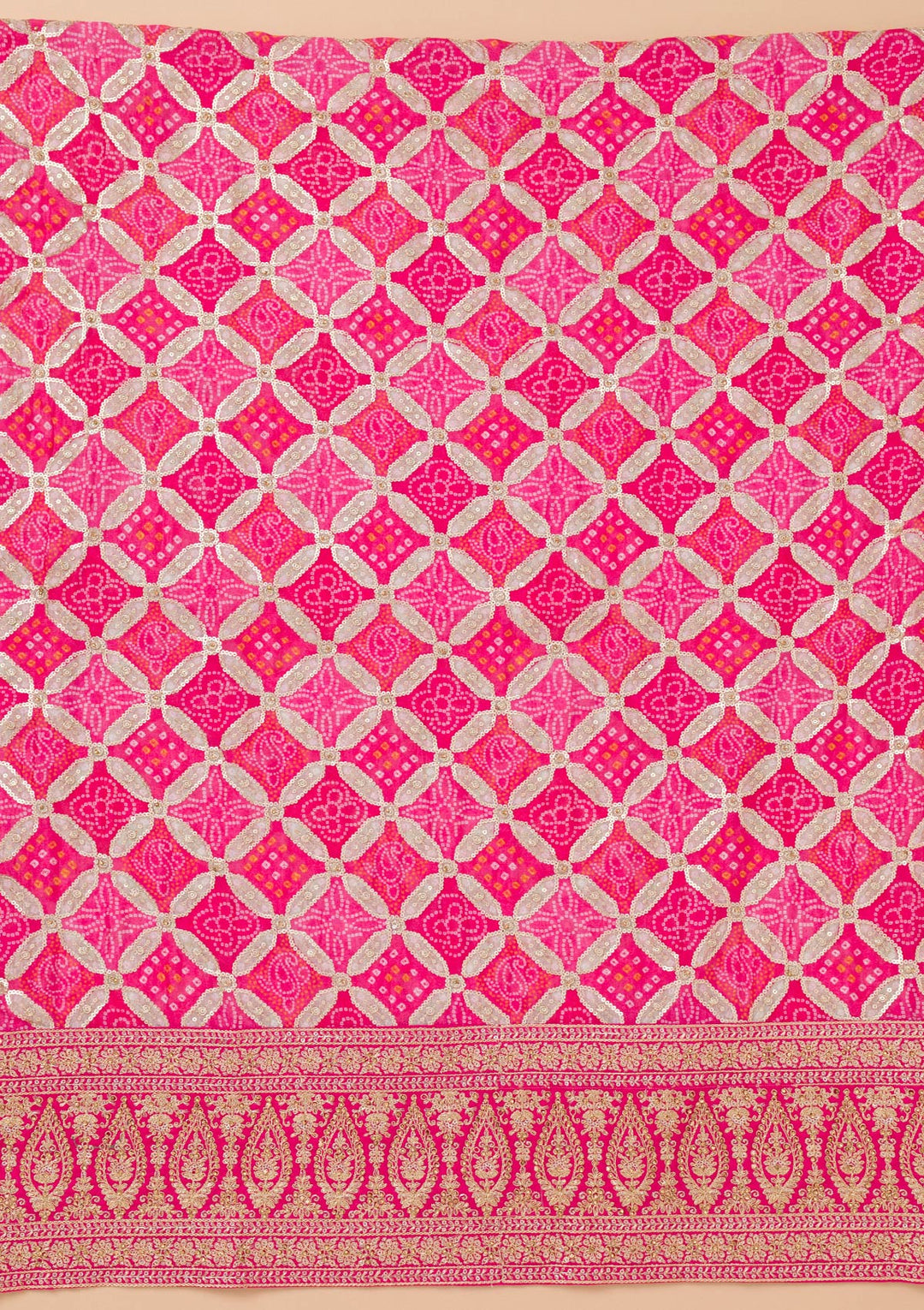 Rani Pink Zariwork Semi Crepe Unstitched Salwar Suit-Koskii