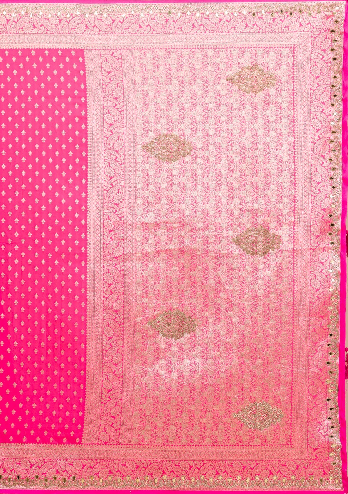 Rani Pink Zariwork Soft Silk Saree