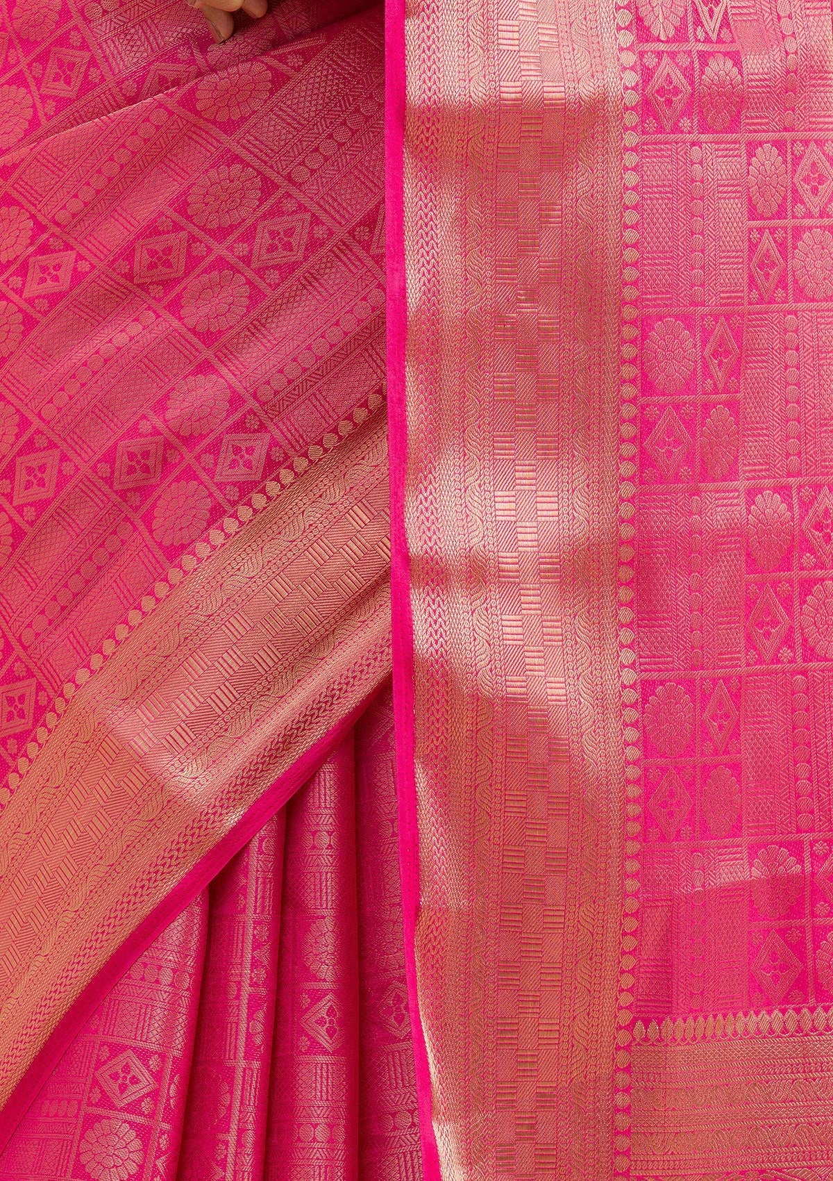 Rani Pink Zariwork Soft Silk Saree