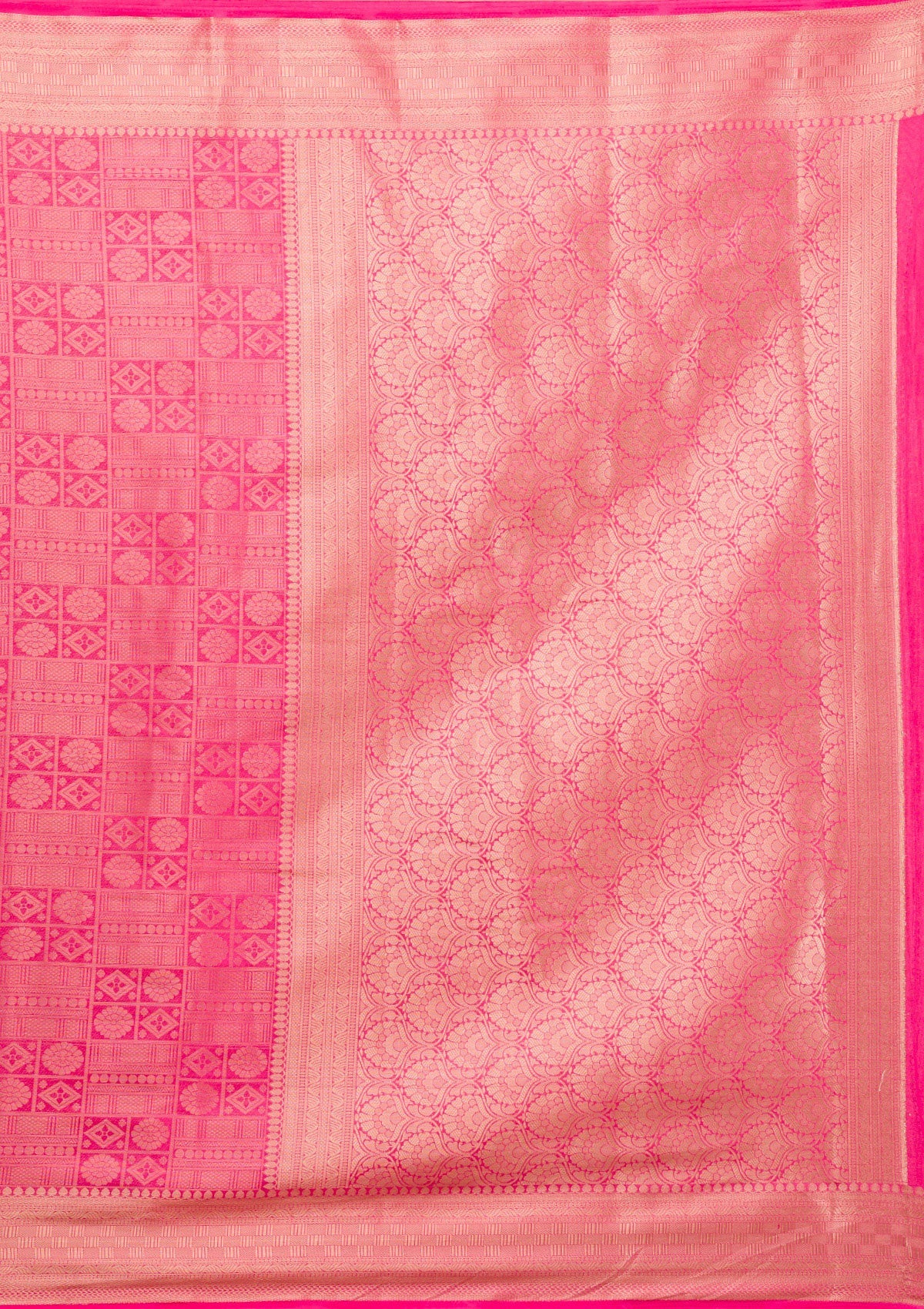 Rani Pink Zariwork Soft Silk Saree