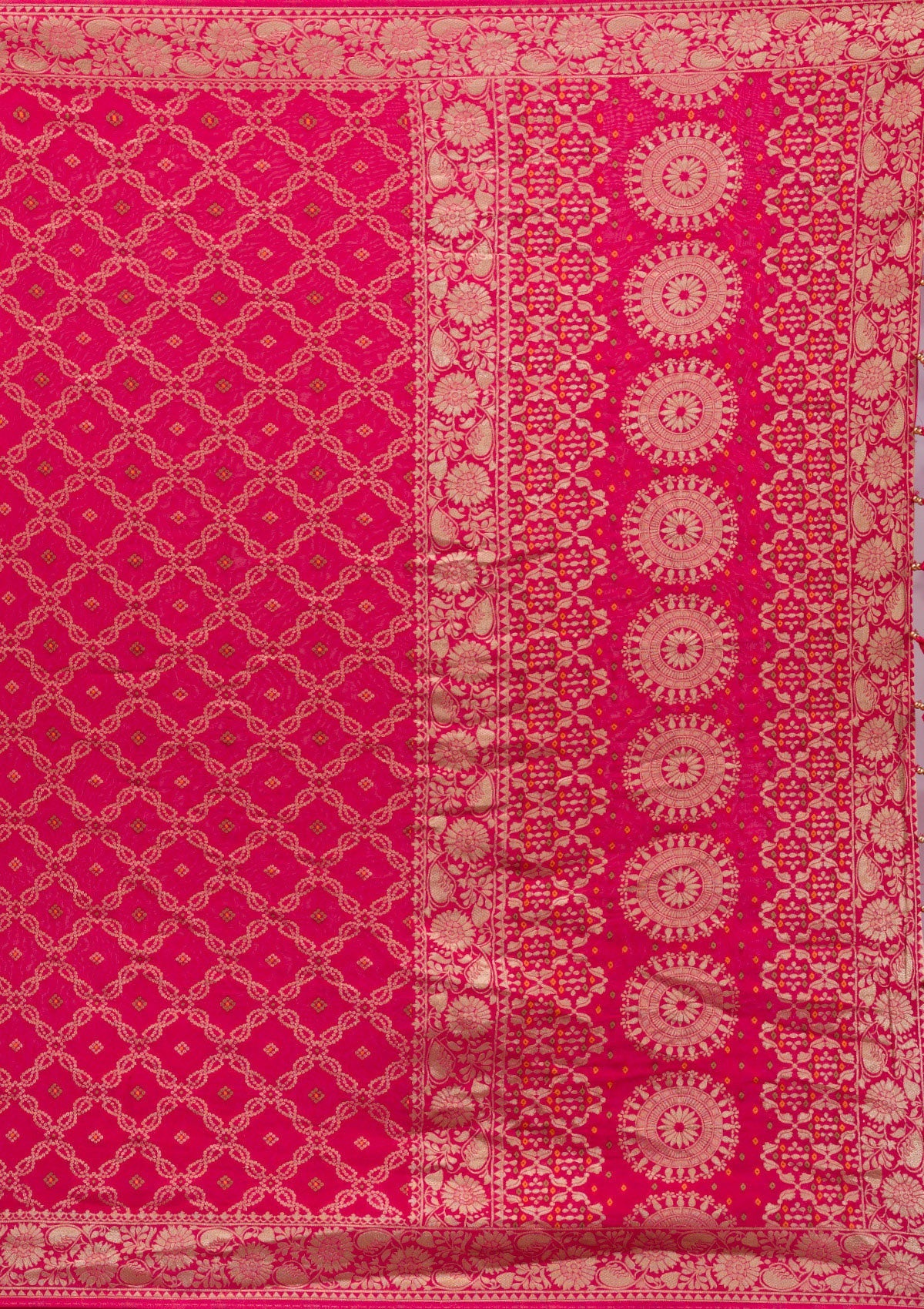 Rani Pink Zariwork Soft Silk Saree-Koskii