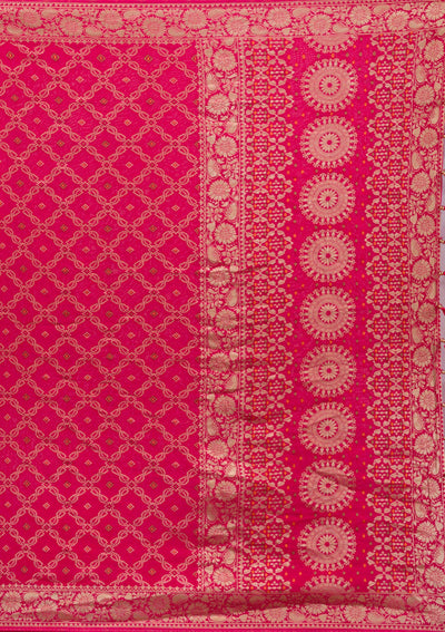 Rani Pink Zariwork Soft Silk Saree-Koskii