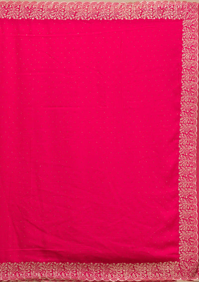 Rani Pink Zariwork Soft Silk Saree