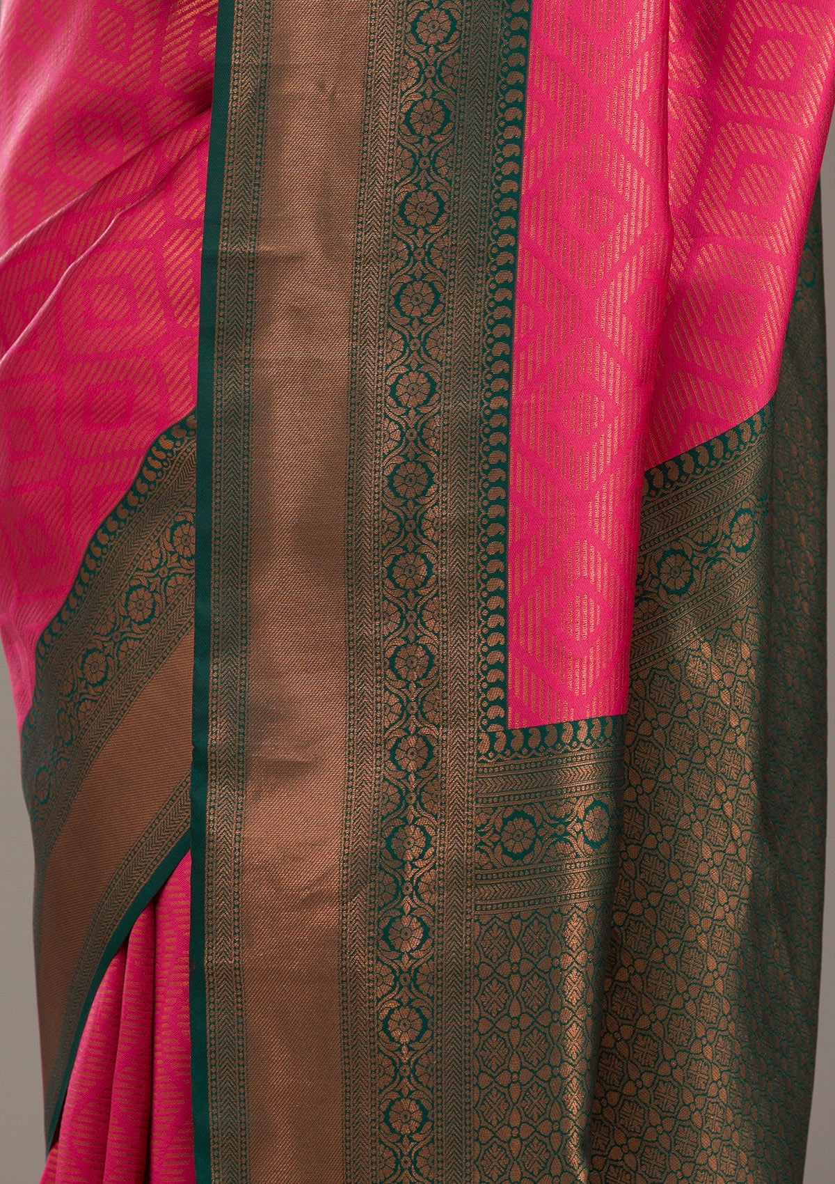 Rani Pink Zariwork Soft Silk Saree-Koskii