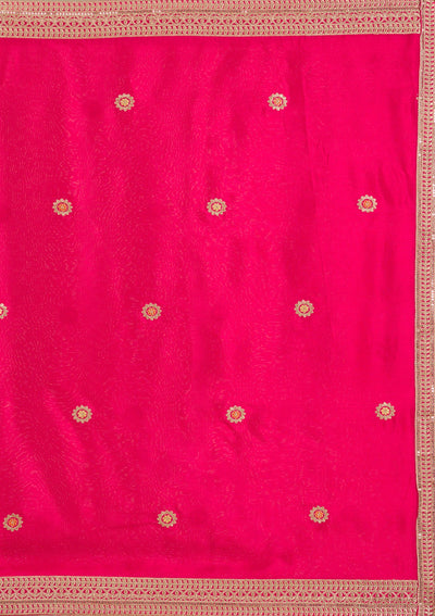 Rani Pink Zariwork Tissue Readymade Salwar Suit-Koskii