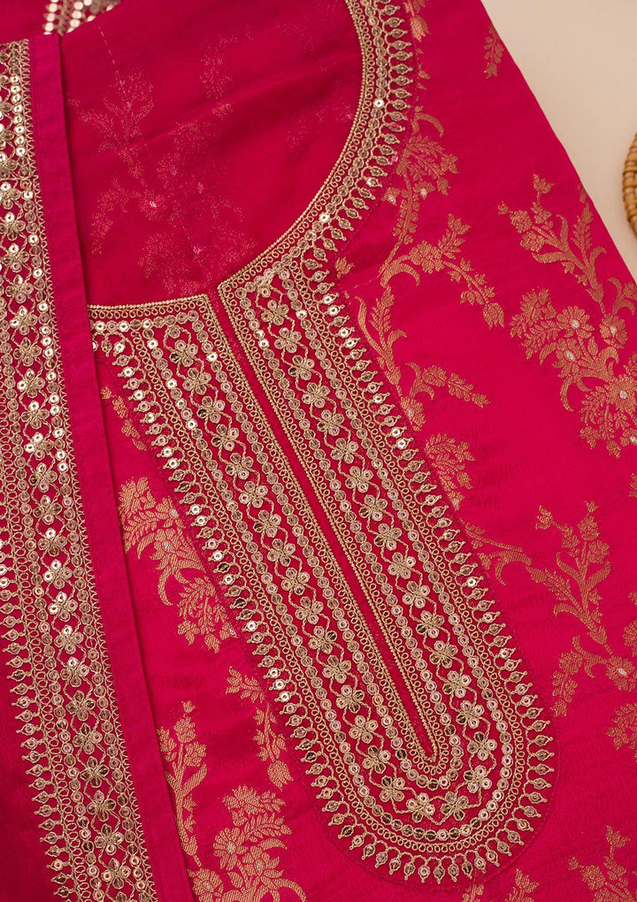 Rani Pink Zariwork Tissue Unstitched Salwar Suit