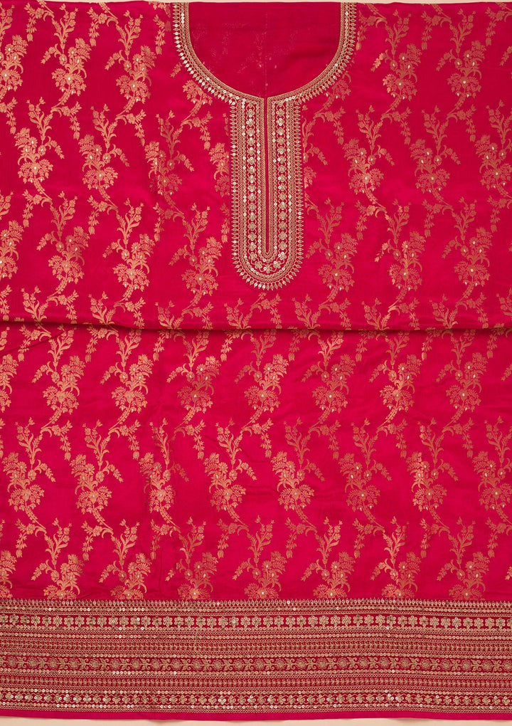 Rani Pink Zariwork Tissue Unstitched Salwar Suit