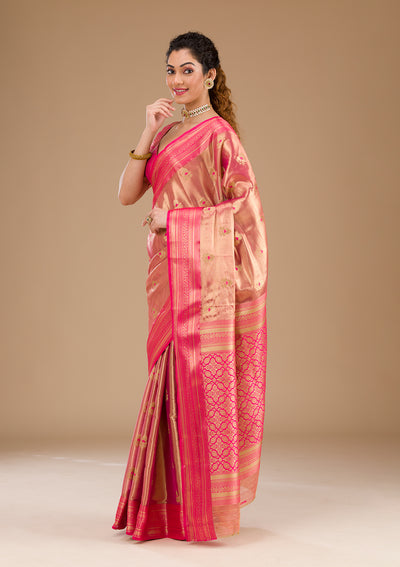 Rani Pink Zariwork Tissue Saree