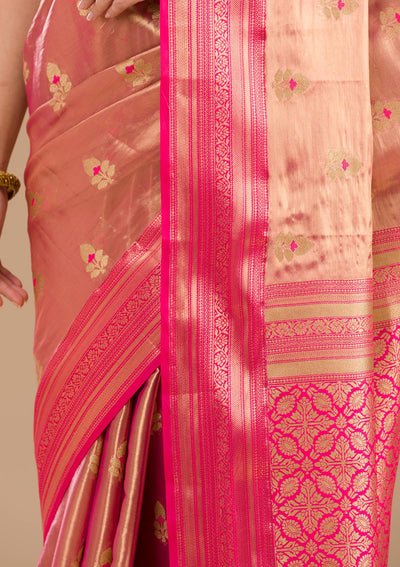 Rani Pink Zariwork Tissue Saree