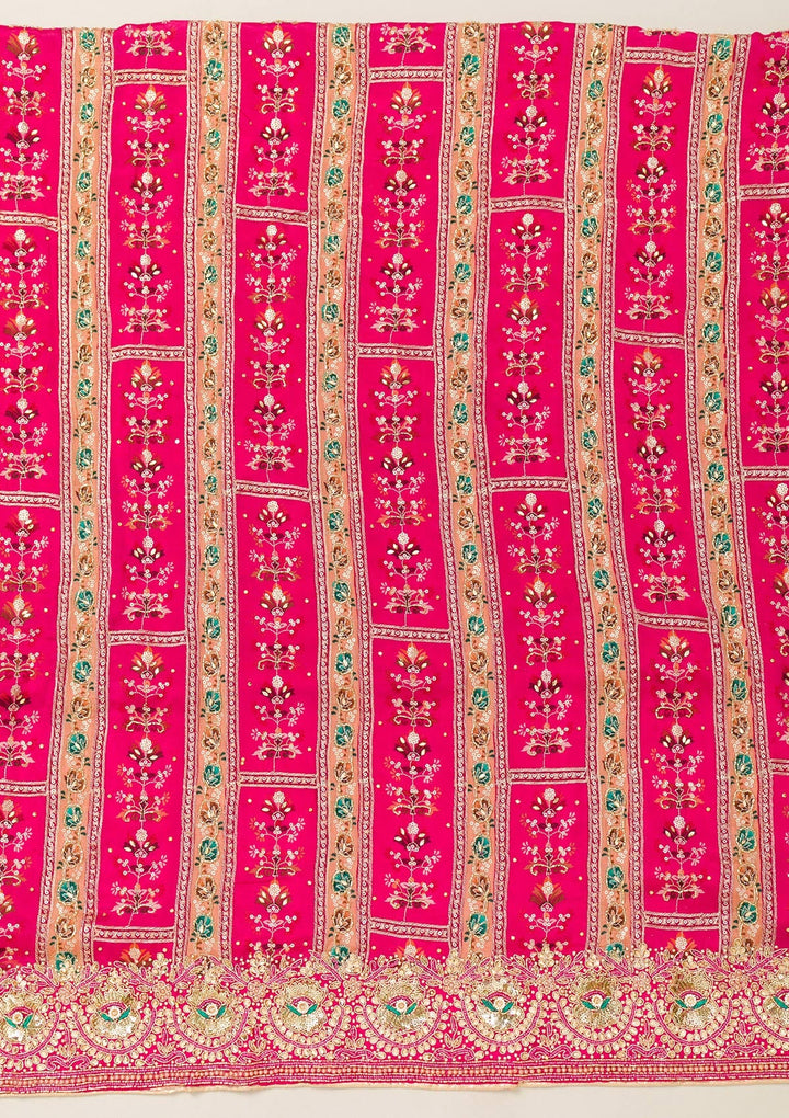 Red Cutdana Chiffon Unstitched Salwar Suit-Koskii