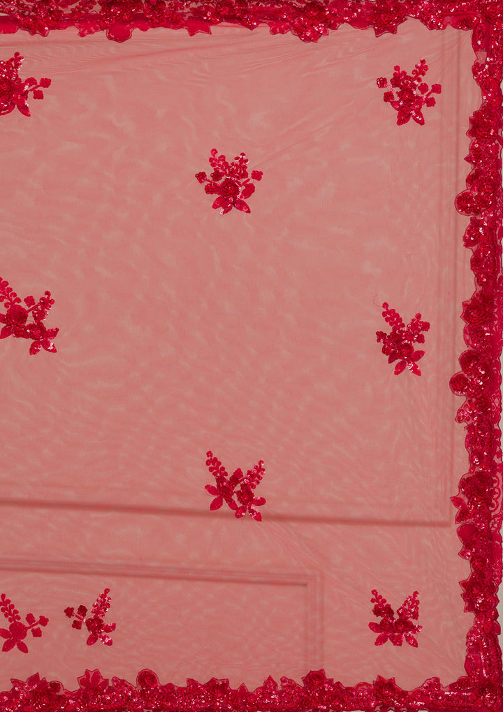 Red Cutdana Net Readymade Lehenga-Koskii
