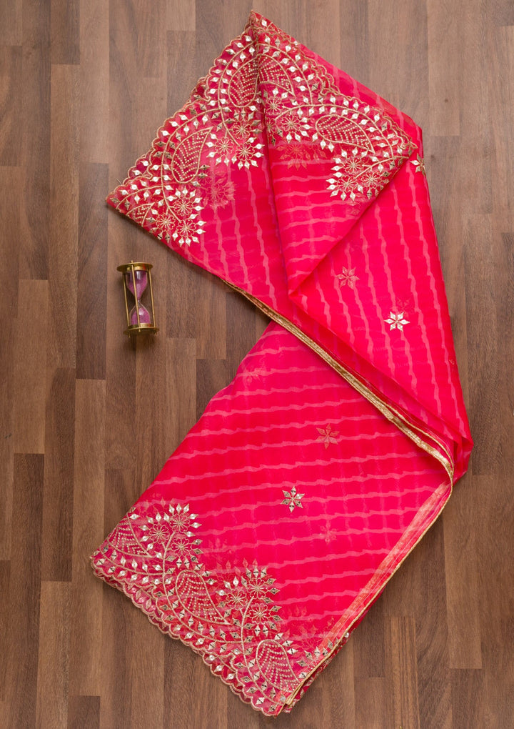 Red Gotapatti Tissue Dupatta-Koskii