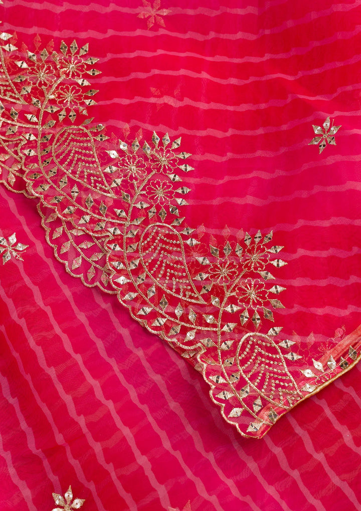 Red Gotapatti Tissue Dupatta-Koskii