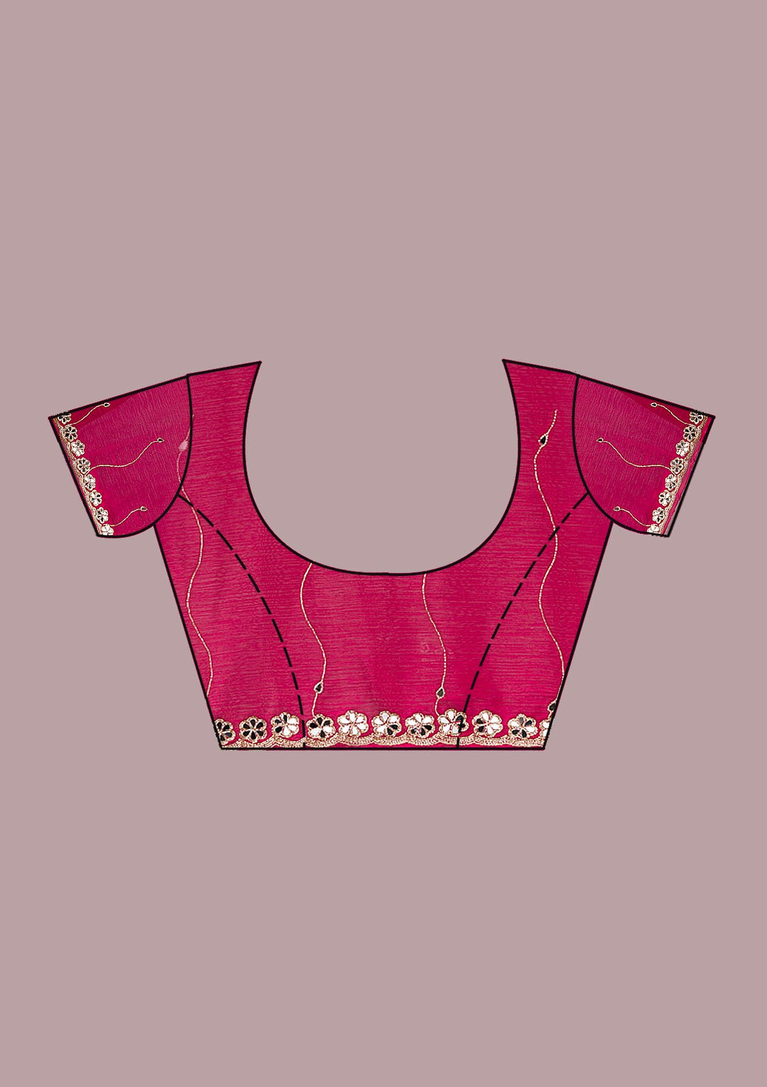 Red Mirrorwork Georgette Saree-Koskii