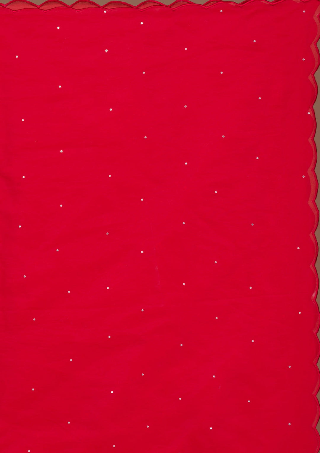 Red Print Satin Readymade Lehenga-Koskii