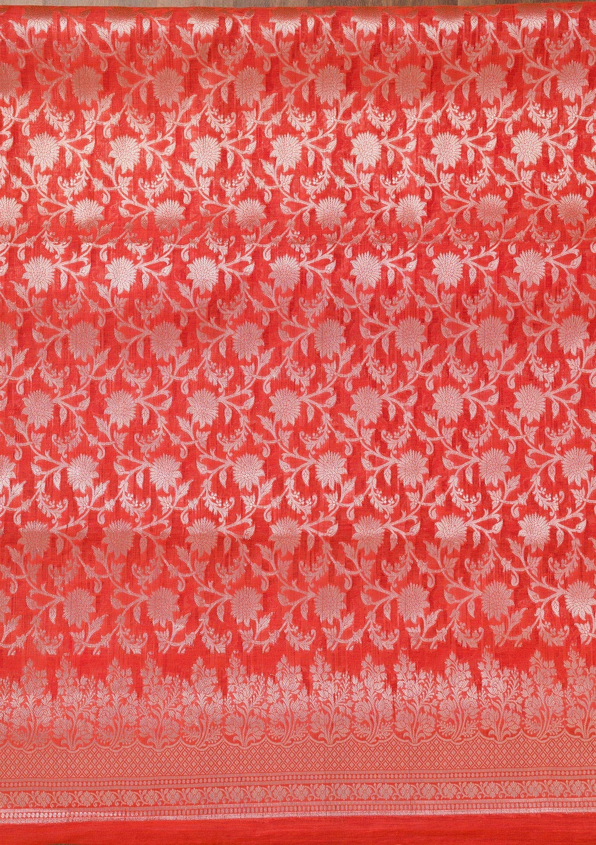 Red Printed Banarasi Unstitched Salwar Suit-Koskii